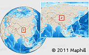 Shaded Relief Location Map of Subei, within the entire country