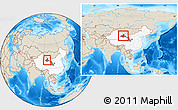 Shaded Relief Location Map of Subei, highlighted country, highlighted parent region, within the entire country