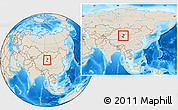 Shaded Relief Location Map of Subei, highlighted parent region, within the entire country