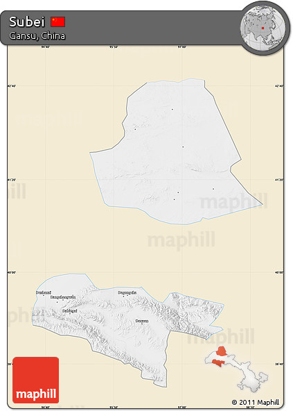 Classic Style Map of Subei, single color outside