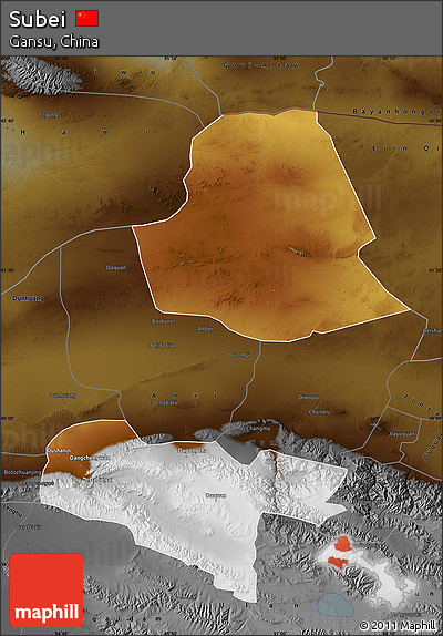 Physical Map of Subei, darken