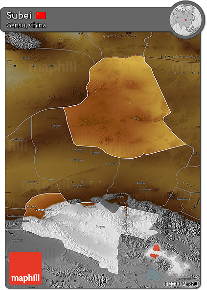 Physical Map of Subei, darken