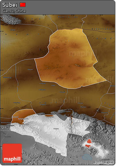 Physical Map of Subei, darken
