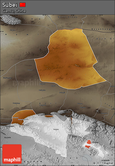Physical Map of Subei, darken, semi-desaturated
