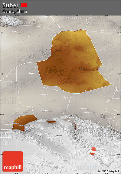 Physical Map of Subei, lighten, semi-desaturated