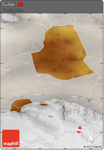 Physical Map of Subei, lighten, semi-desaturated