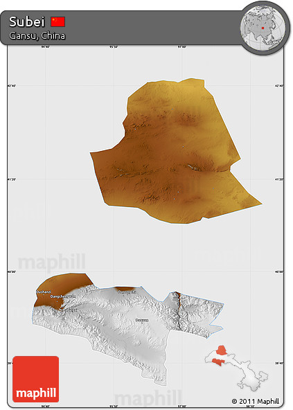 Physical Map of Subei, single color outside