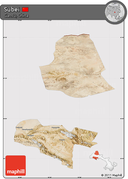 Satellite Map of Subei, cropped outside