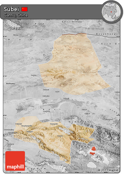 Satellite Map of Subei, desaturated