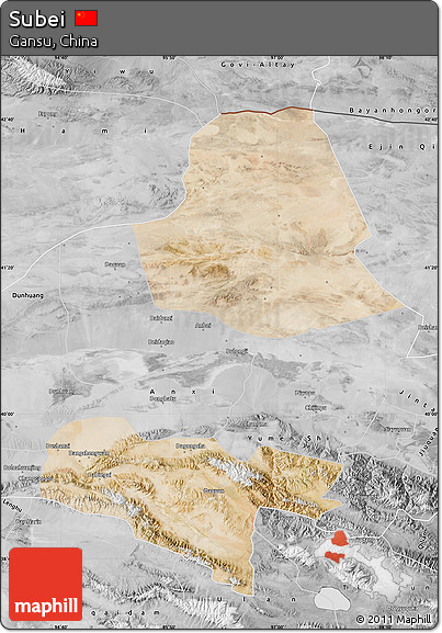 Satellite Map of Subei, desaturated