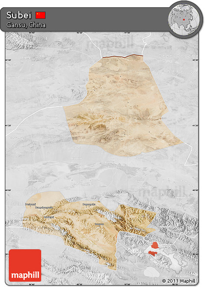Satellite Map of Subei, lighten, desaturated