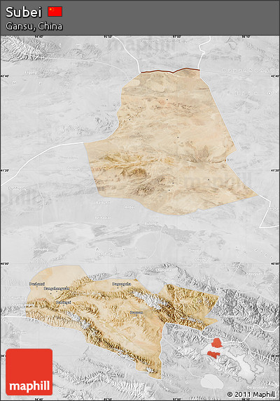 Satellite Map of Subei, lighten, desaturated