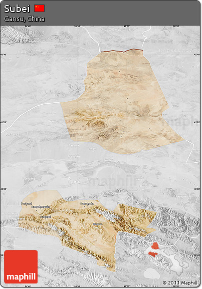 Satellite Map of Subei, lighten, desaturated