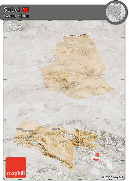 Satellite Map of Subei, lighten, semi-desaturated