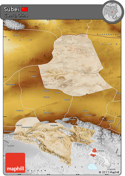 Satellite Map of Subei, physical outside