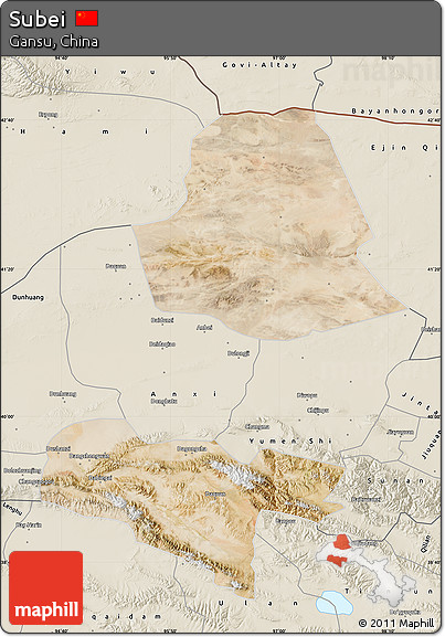 Satellite Map of Subei, shaded relief outside