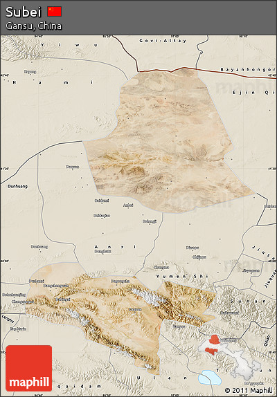 Satellite Map of Subei, shaded relief outside