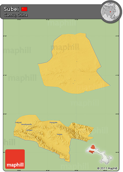 Savanna Style Map of Subei, single color outside