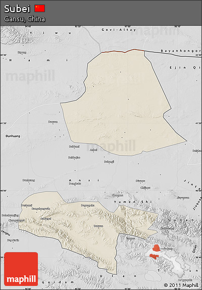 Shaded Relief Map of Subei, desaturated