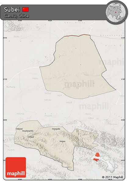 Shaded Relief Map of Subei, lighten