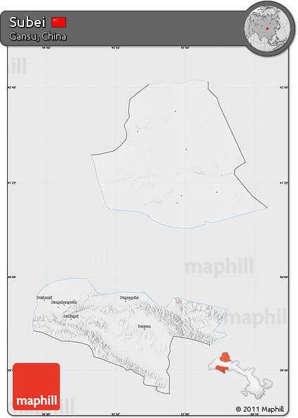 Silver Style Map of Subei, single color outside