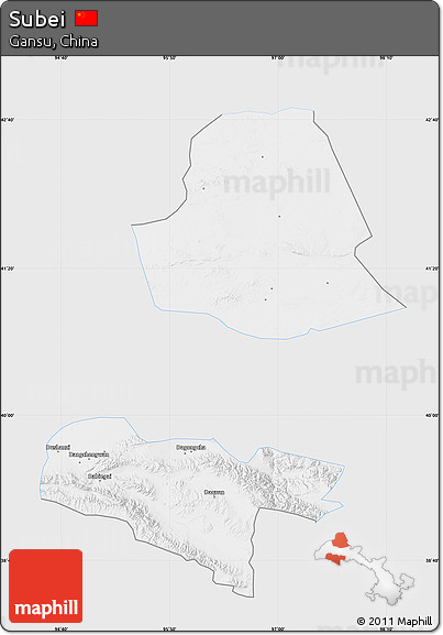 Silver Style Map of Subei, single color outside
