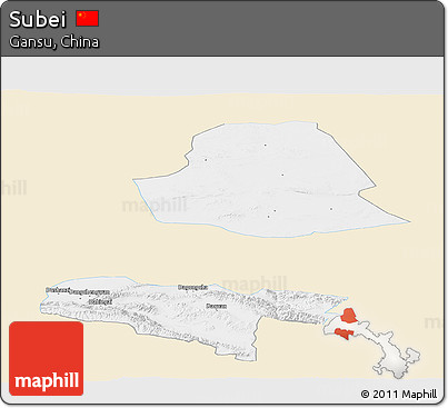 Classic Style Panoramic Map of Subei, single color outside
