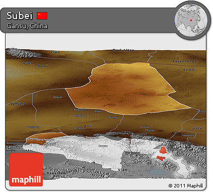 Physical Panoramic Map of Subei, darken