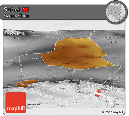 Physical Panoramic Map of Subei, desaturated
