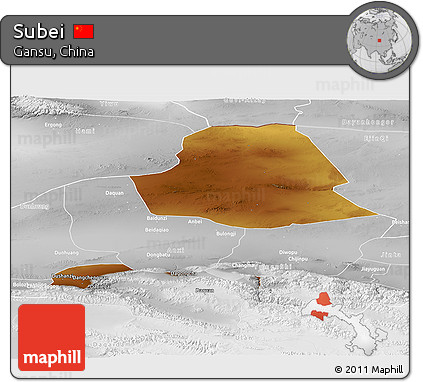 Physical Panoramic Map of Subei, lighten, desaturated