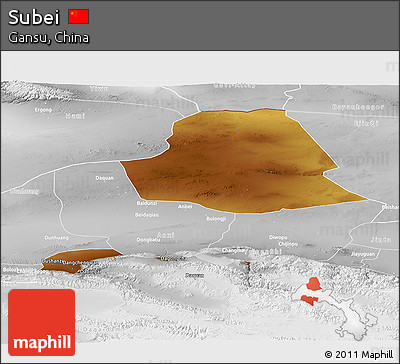 Physical Panoramic Map of Subei, lighten, desaturated