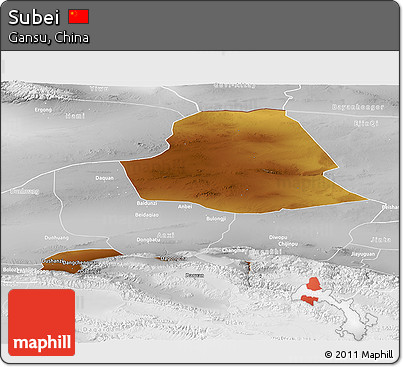 Physical Panoramic Map of Subei, lighten, desaturated