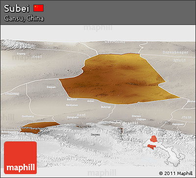 Physical Panoramic Map of Subei, lighten, semi-desaturated