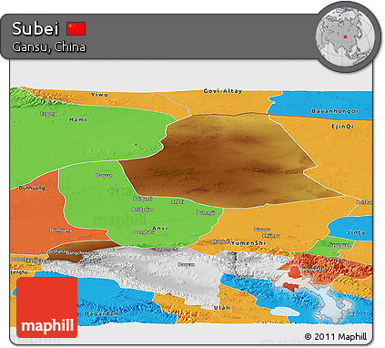 Physical Panoramic Map of Subei, political outside