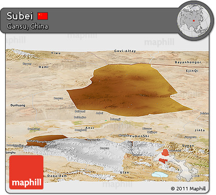 Physical Panoramic Map of Subei, satellite outside