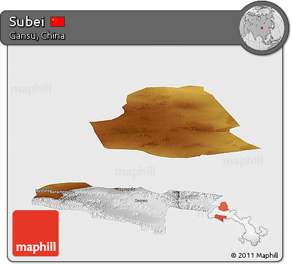 Physical Panoramic Map of Subei, single color outside