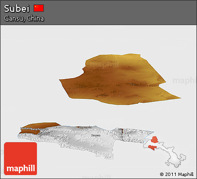Physical Panoramic Map of Subei, single color outside