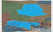 Political Panoramic Map of Subei, darken, semi-desaturated