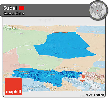Political Panoramic Map of Subei, lighten