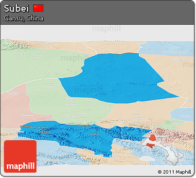 Political Panoramic Map of Subei, lighten