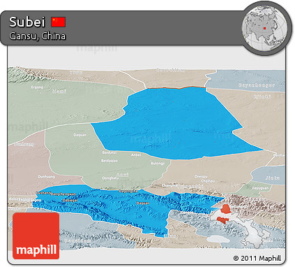 Political Panoramic Map of Subei, lighten, semi-desaturated