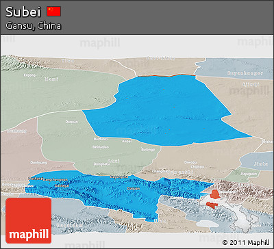 Political Panoramic Map of Subei, lighten, semi-desaturated