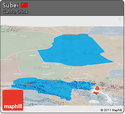 Political Panoramic Map of Subei, lighten, semi-desaturated