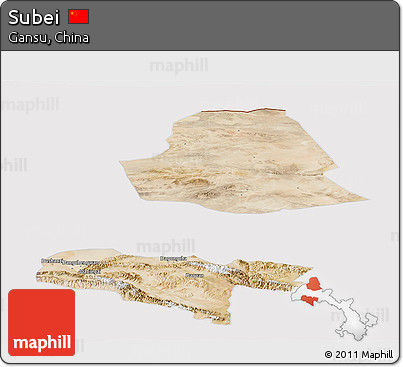 Satellite Panoramic Map of Subei, cropped outside