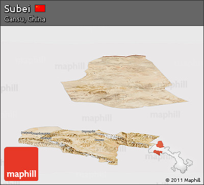 Satellite Panoramic Map of Subei, cropped outside