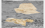 Satellite Panoramic Map of Subei, darken, desaturated