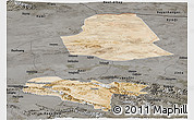 Satellite Panoramic Map of Subei, darken, semi-desaturated