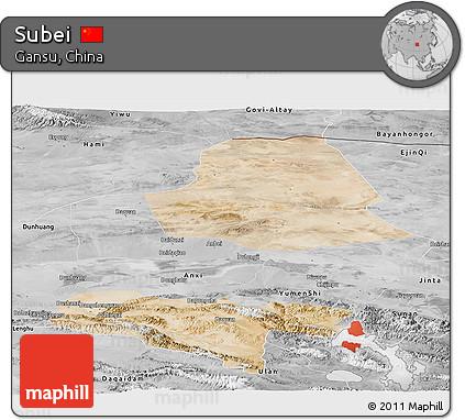 Satellite Panoramic Map of Subei, desaturated