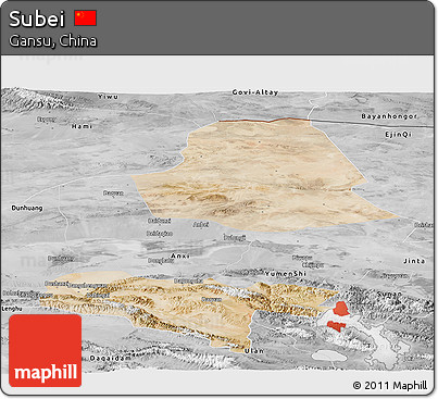 Satellite Panoramic Map of Subei, desaturated