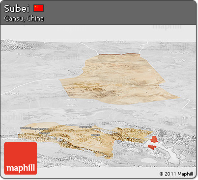Satellite Panoramic Map of Subei, lighten, desaturated